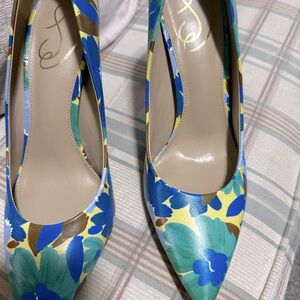Floral Blue and Yellow Women's Shoes